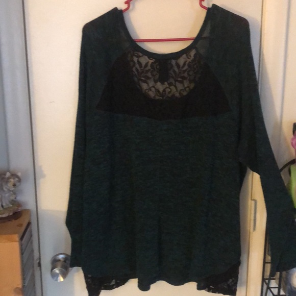 Lane Bryant green black lace sweater size 18/20 - Picture 7 of 7